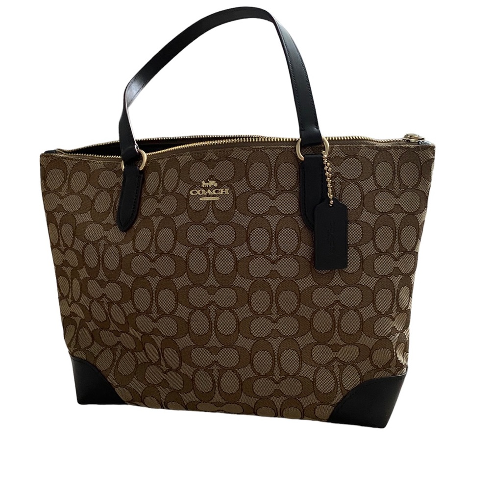 Coach Signature Zip Top Tote Bag